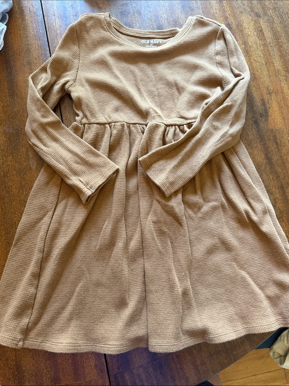 Old Navy Girls' Long-Sleeve Waffle Dress - Camel- kids items are BOGO